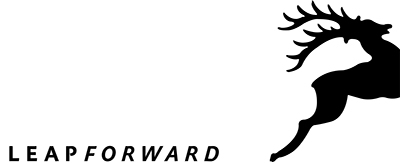 Leapforward Logo mit springendem Hirsch